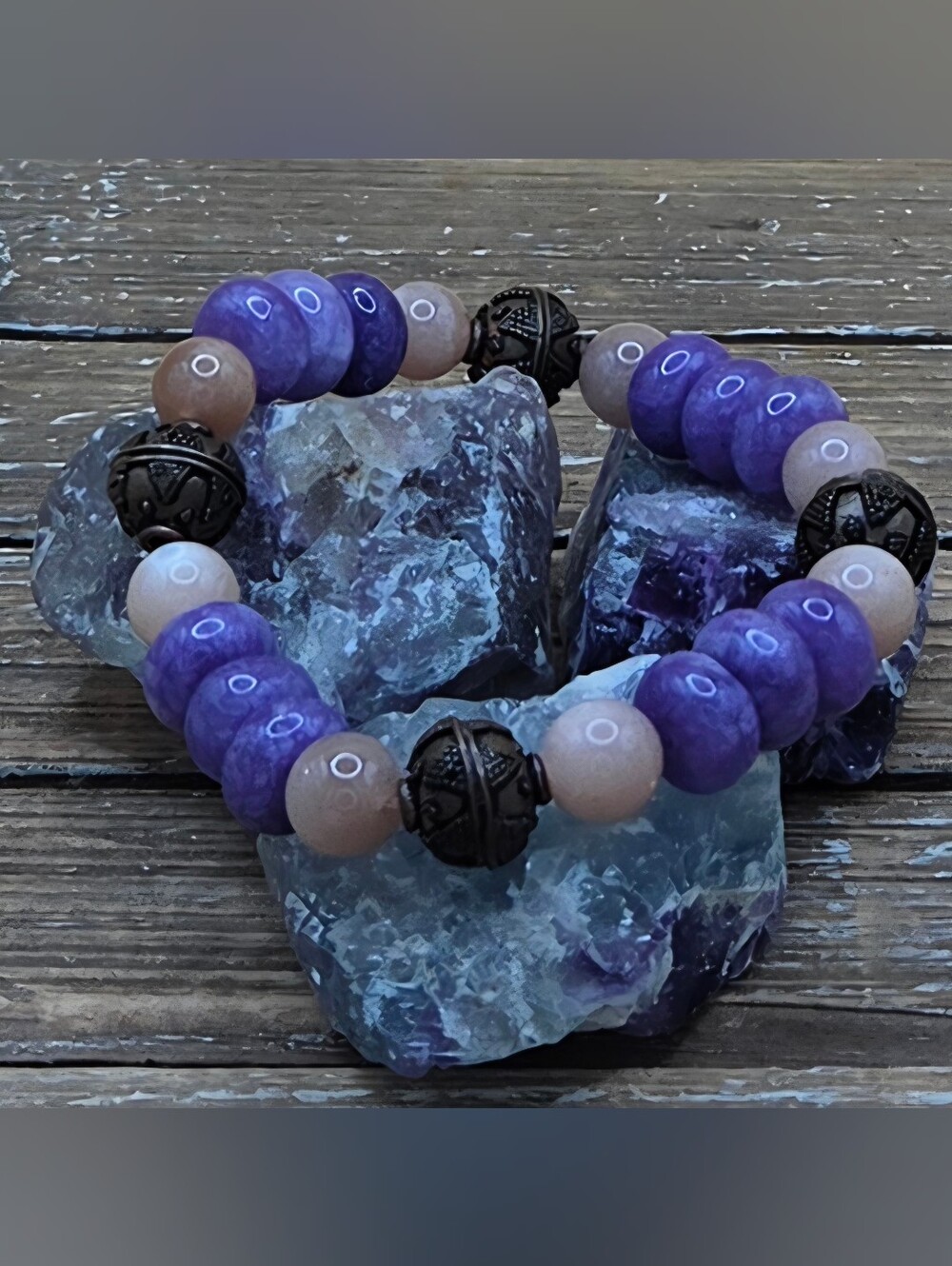 Charoite, Sunstone and Copper Beaded Bracelet
